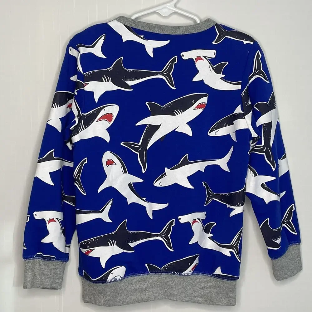 Shark Cotton Crewneck Pullover Pocket Sweatshirt Size 5T/120